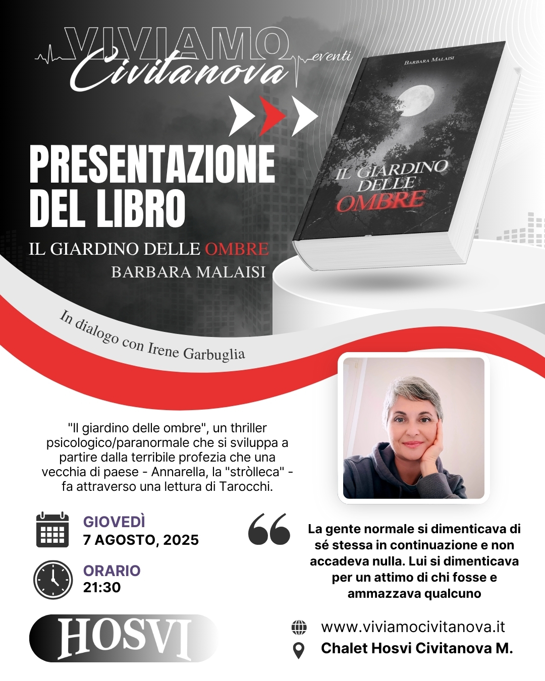 Viviamo Civitanova Presentazione libro: "Iò giardino delle ombre" di Barbara Malaisi